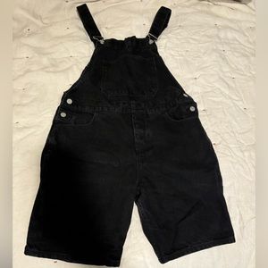 ASOS men’s black denim overalls, waist 34 size medium.